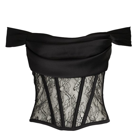 ROZIE CORSETS DRAPED SATIN-LACE BUSTIER TOP - Size 36 - Picture 2 of 5